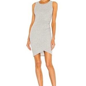 NWT bobi x Revolve‎ Shirred Tank Dress Heather Gray Bodycon Ruched Mini Small